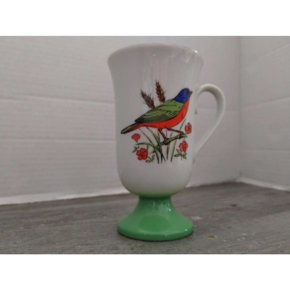 Song Bird Pedestal Mug Irish Coffee Cup FRED ROBERTS Green - Picture 2 of 7